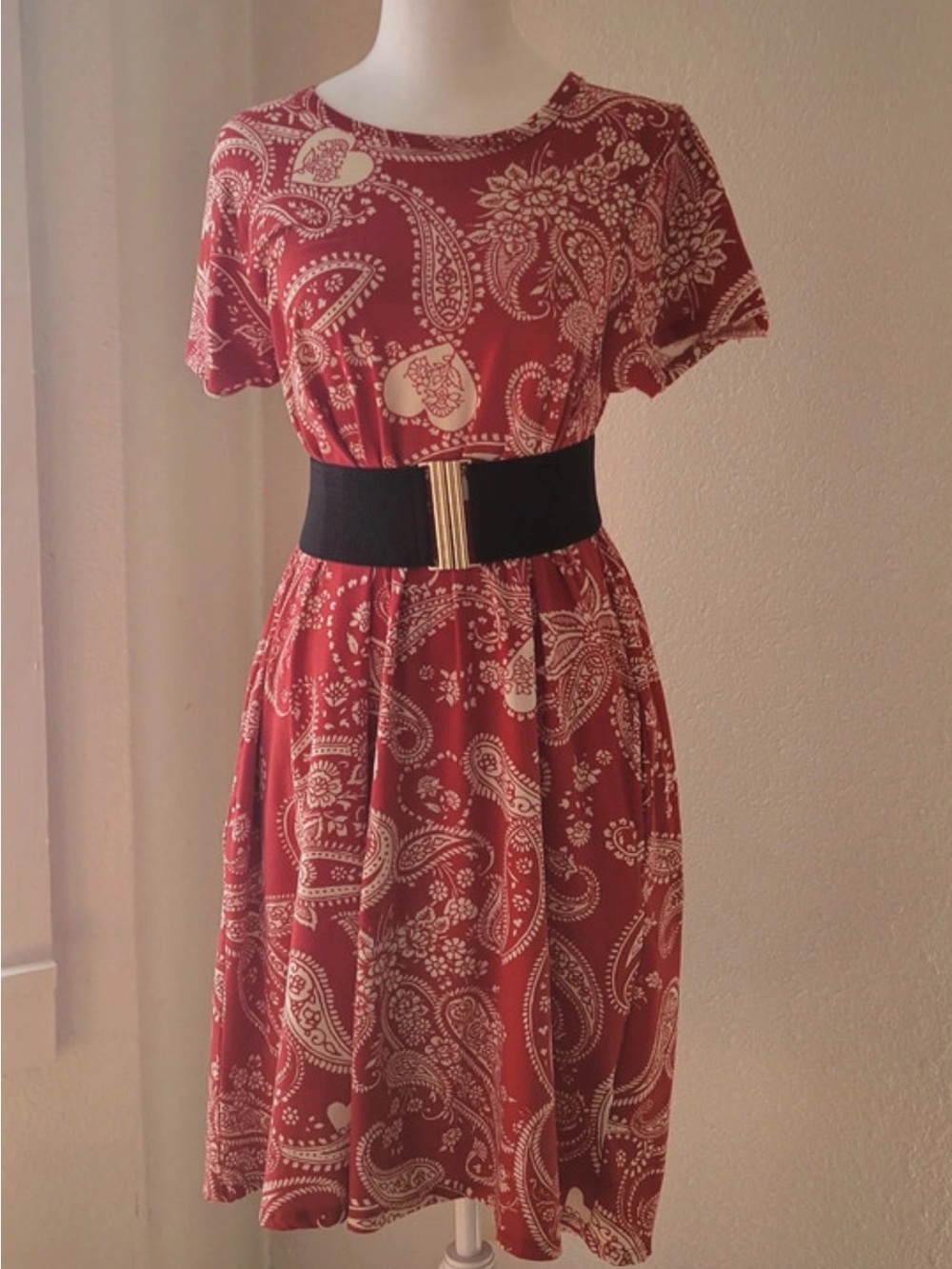LuLaRoe Red Paisley Midi Dress Size Small